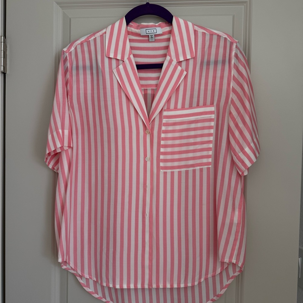 AYR Pink and White Striped Pool Boy Shirt